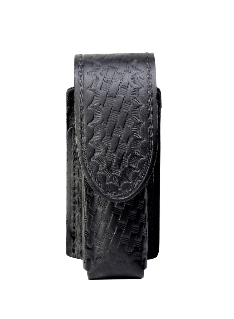 Basketweave Black Leather W/Belt Loop Hidden Snap