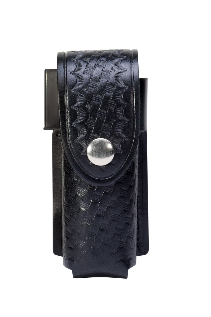 Basketweave Black Leather W/Belt Loop Silver Snap