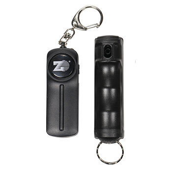 Zarc Personal Safety Kit with Zarc Vexor Police Strength Pepper Spray,  Black Flip-Top Finger Grip, 20+ Shots, 10-12 Ft. Range , Black 130db Alarm with LED Light