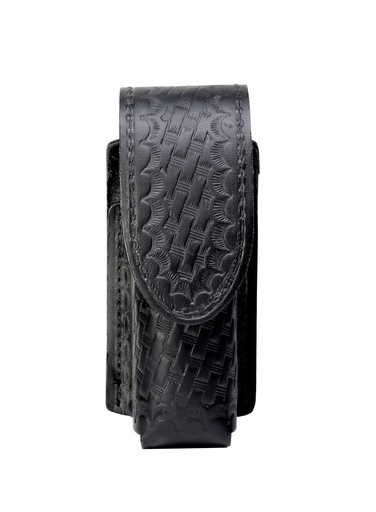 [PSH2003L3] Basketweave Black Leather W/Belt Loop Hidden Snap